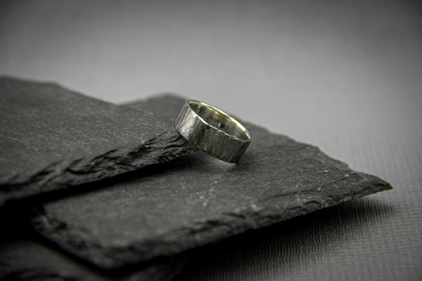 Scratched silver ring, men ring, Distressed band