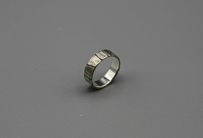 Brutalist silver ring, wide men ring, Sterling silver band