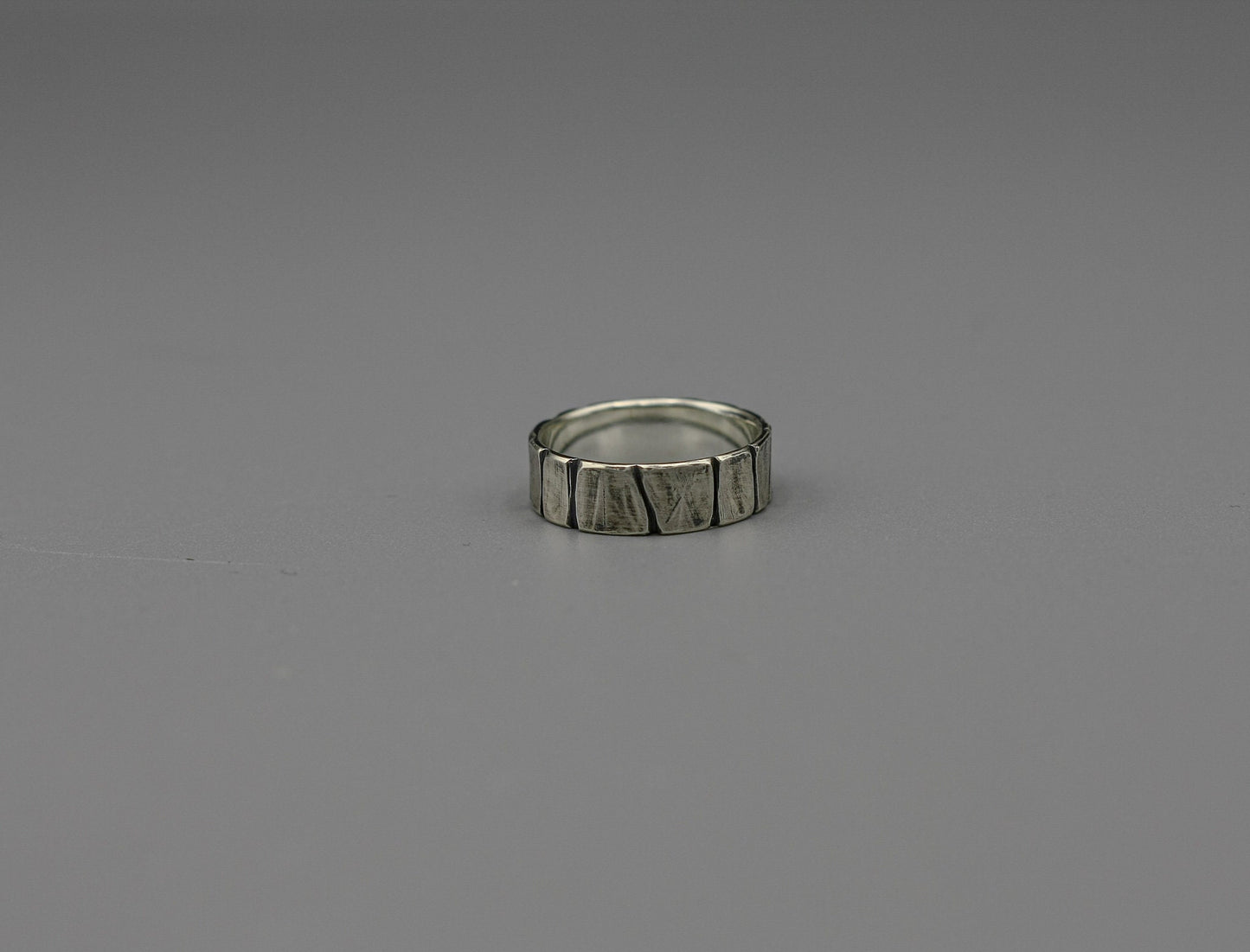 Brutalist silver ring, wide men ring, Sterling silver band