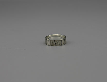 Brutalist silver ring, wide men ring, Sterling silver band