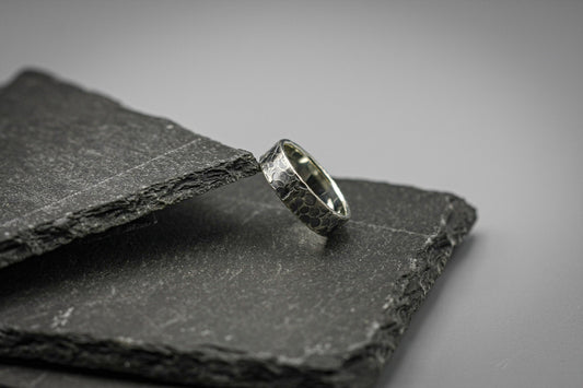 Oxidised ring, celestial style ring, hammered wedding band