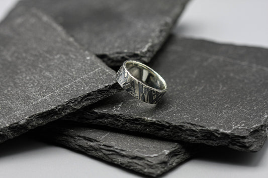 Oxidised sterling ring, hammered silver band, unusual wedding rings