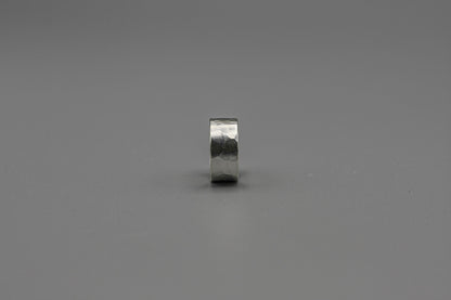 Wide minimalist ring, silver men ring, hammered band