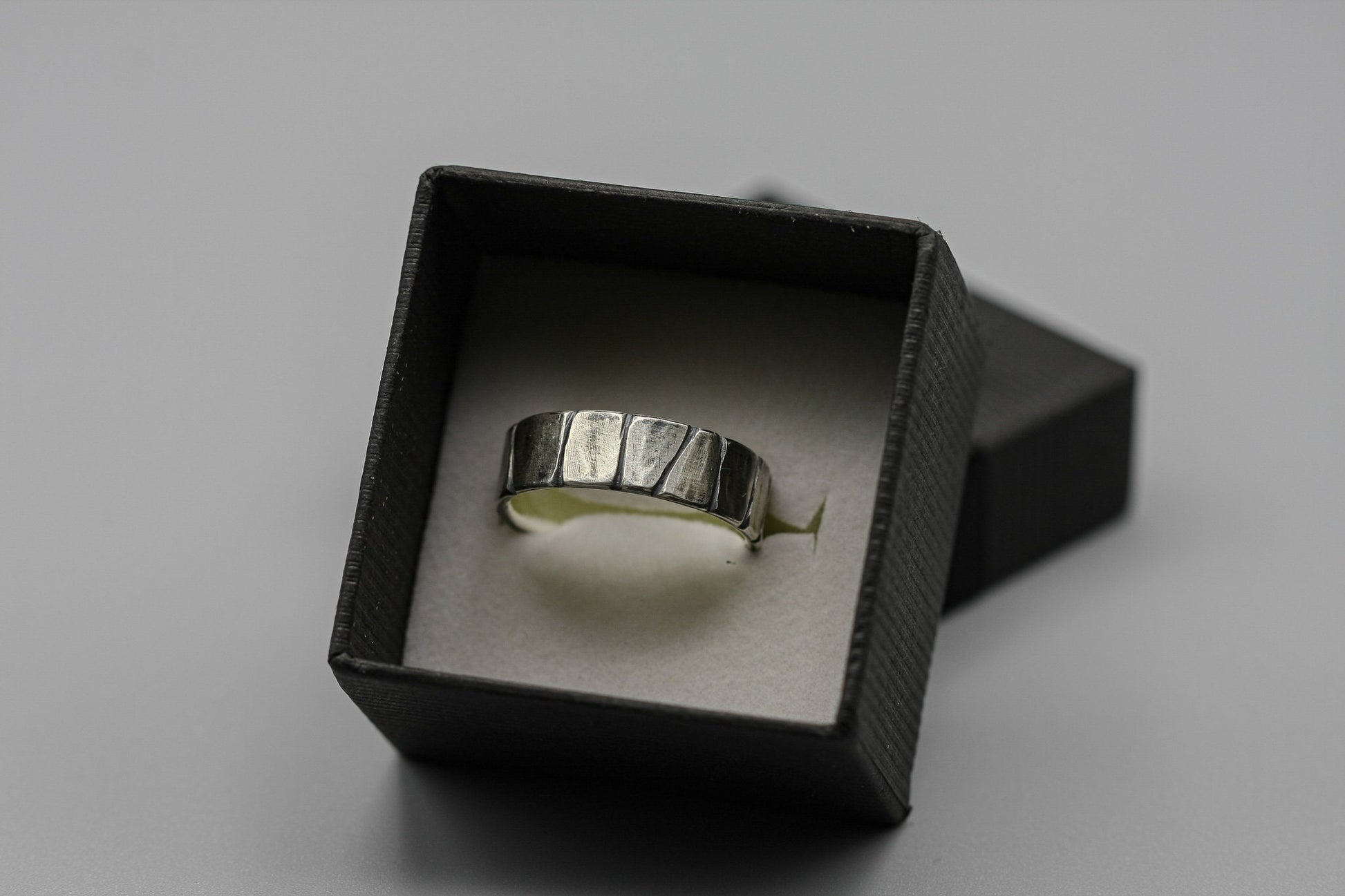 Brutalist silver ring, wide men ring, Sterling silver band