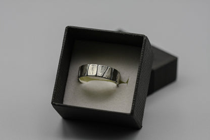 Brutalist silver ring, wide men ring, Sterling silver band