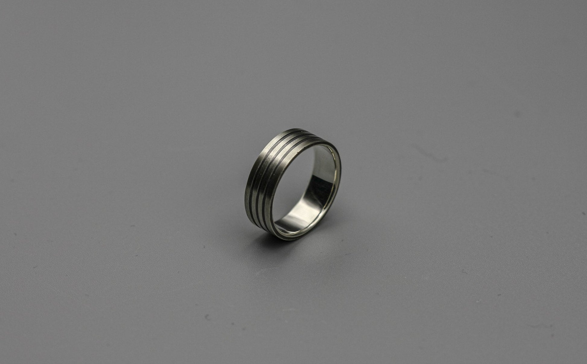 Sterling silver band, oxidised ring, unique wedding ring