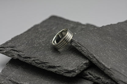 Sterling silver band, oxidised ring, unique wedding ring