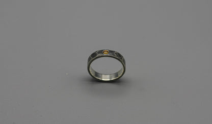 Sterling silver ring with citrine, hammered ring, unique wedding ring