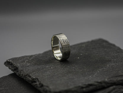 Viking silver ring, Brutalist men ring, Sterling silver band