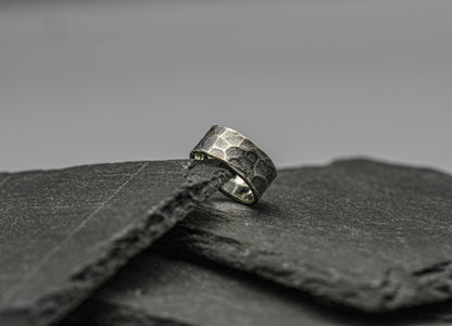 Sterling silver men ring, snake skin band, unique wedding ring