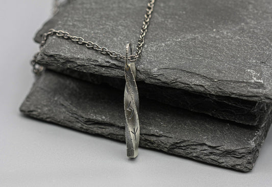 Viking rune necklace, personalized pendant, bar jewellery