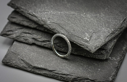 Hammered stacking ring, oxidized silver band, thin Sterling ring