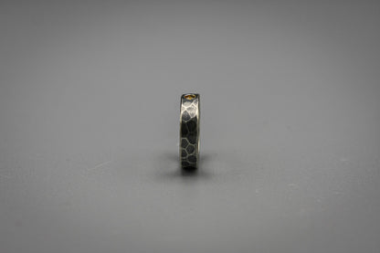 Sterling silver ring with citrine, hammered ring, unique wedding ring