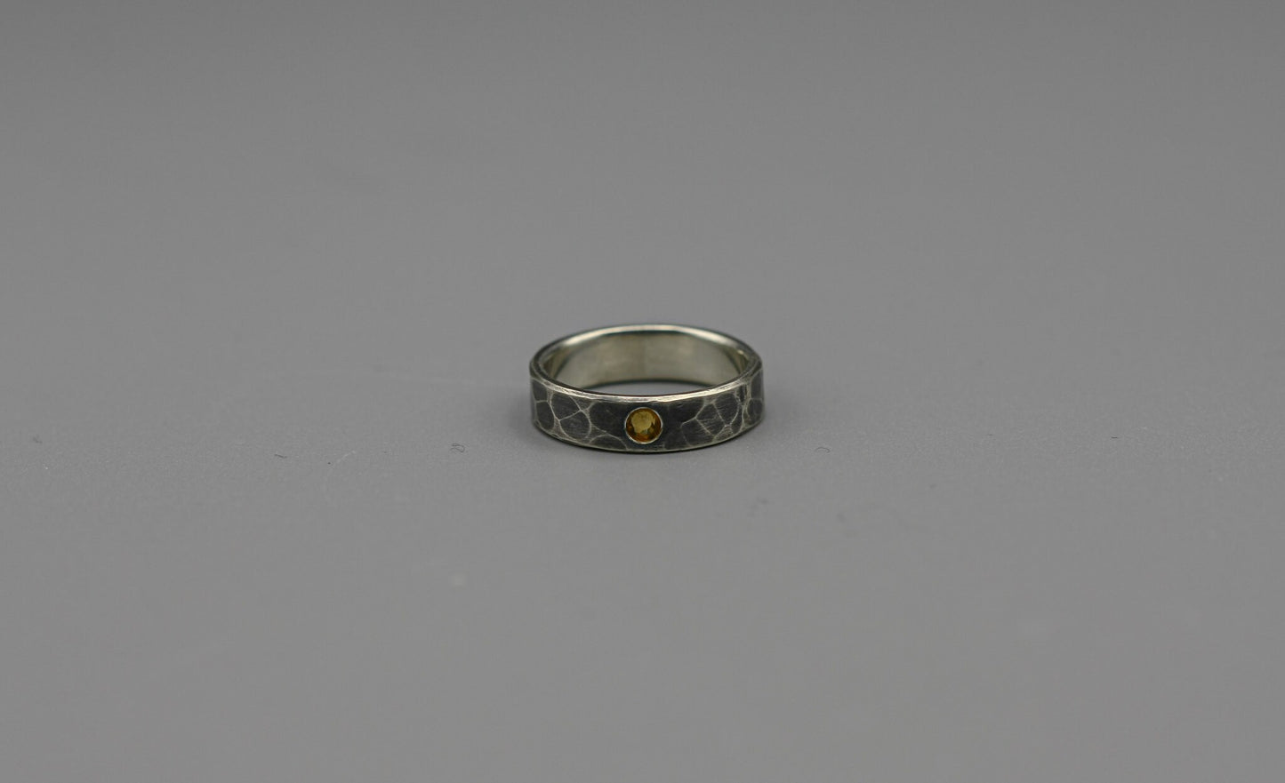 Sterling silver ring with citrine, hammered ring, unique wedding ring