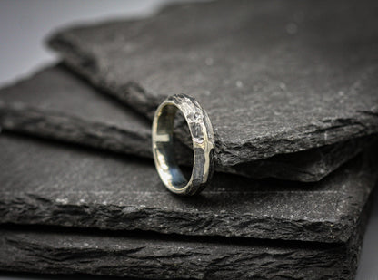 Hammered stacking ring, oxidized silver band, thin Sterling ring