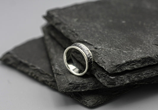 Viking warrior ring, Sterling silver band, hammered textured ring