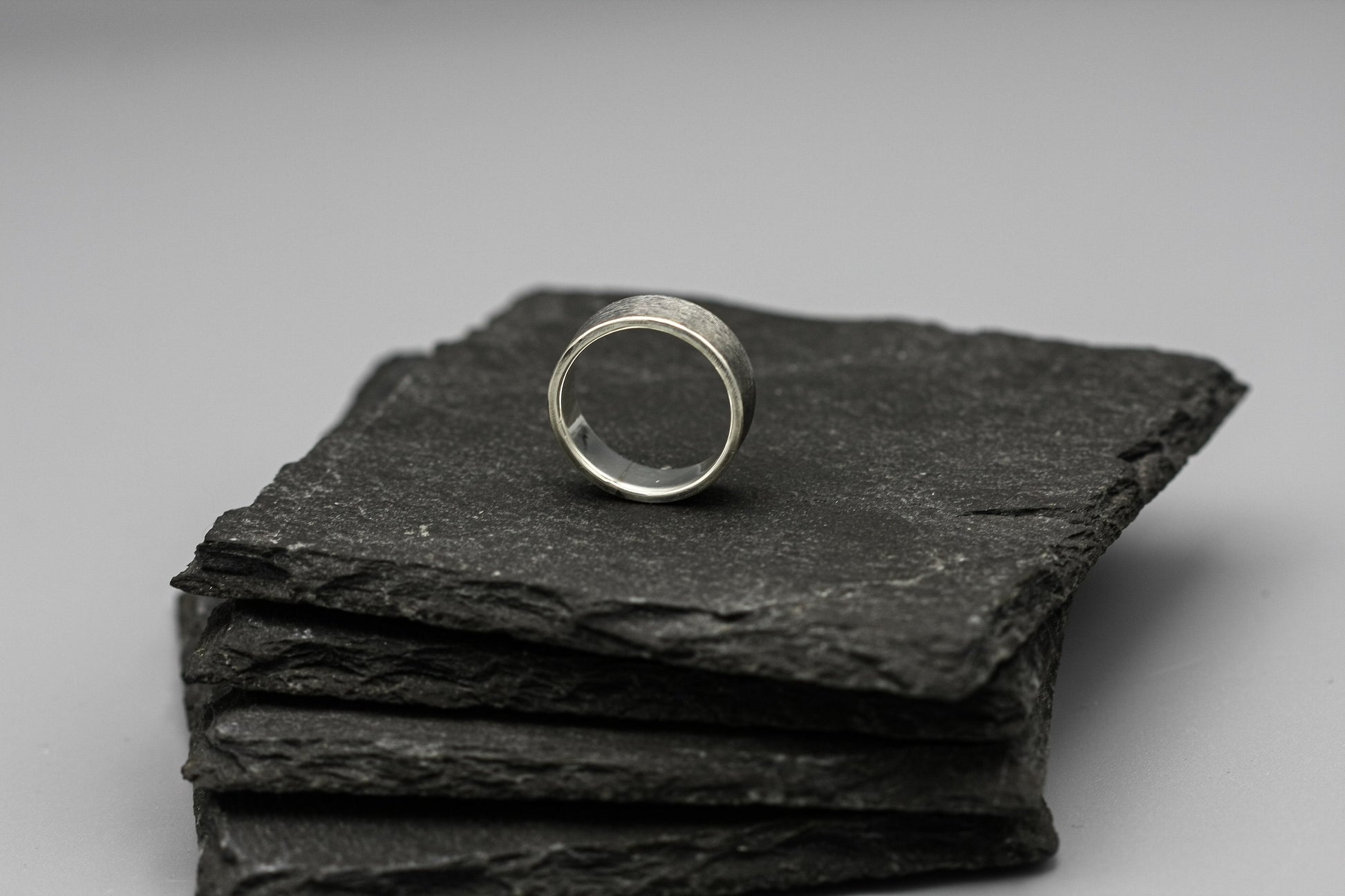 Silver minimalist ring, scratched gunmetal ring, unique wedding band