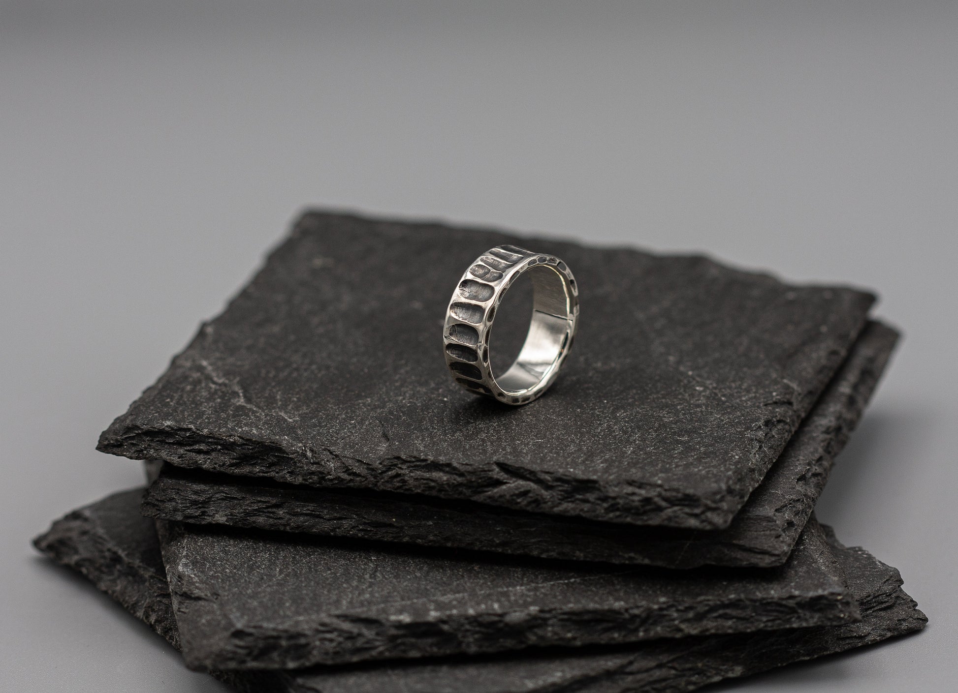 Brutalist silver ring, wide rocker punk ring, Sterling silver band