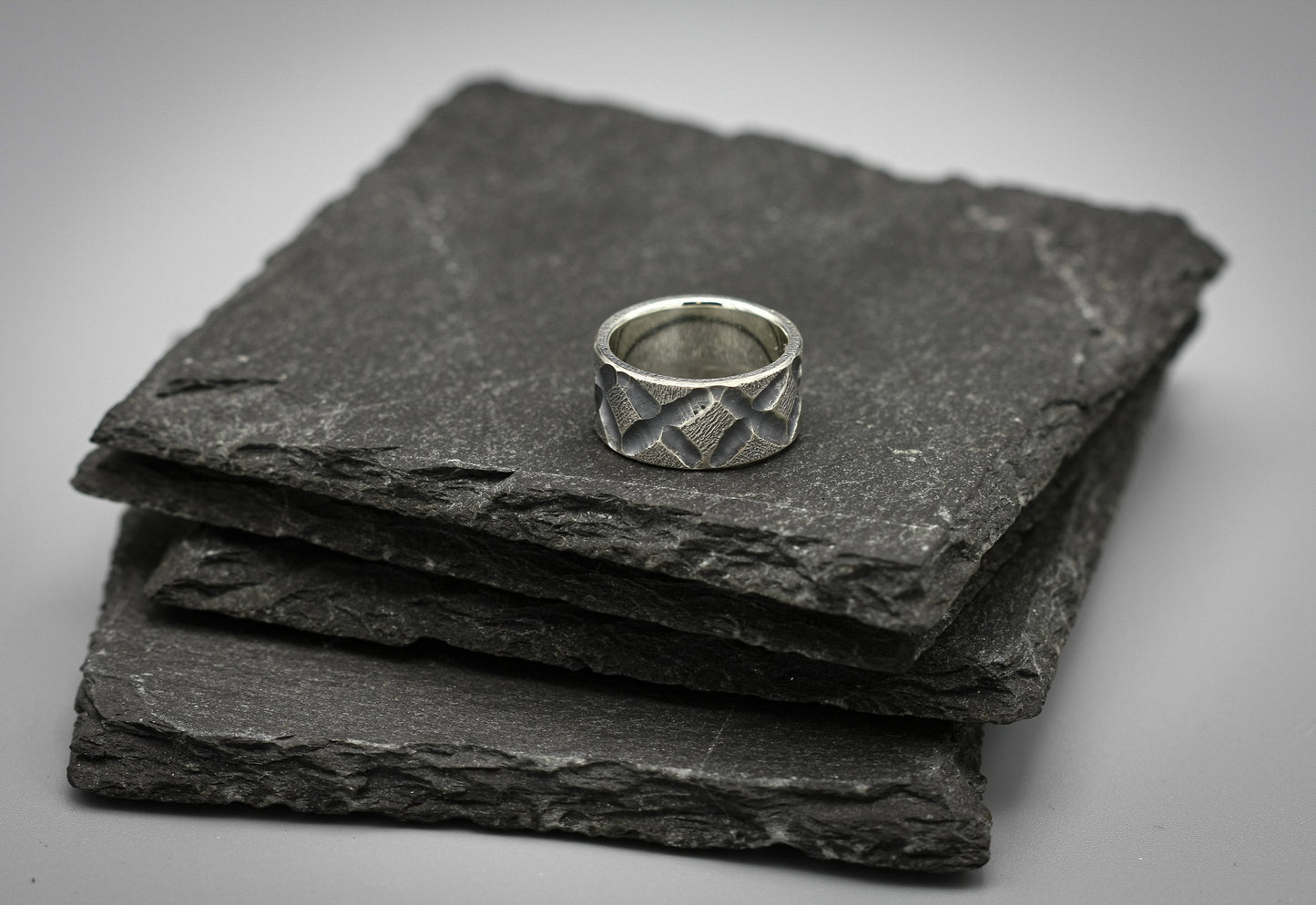 Brutalist silver ring, wide viking warrior ring, Sterling silver band,