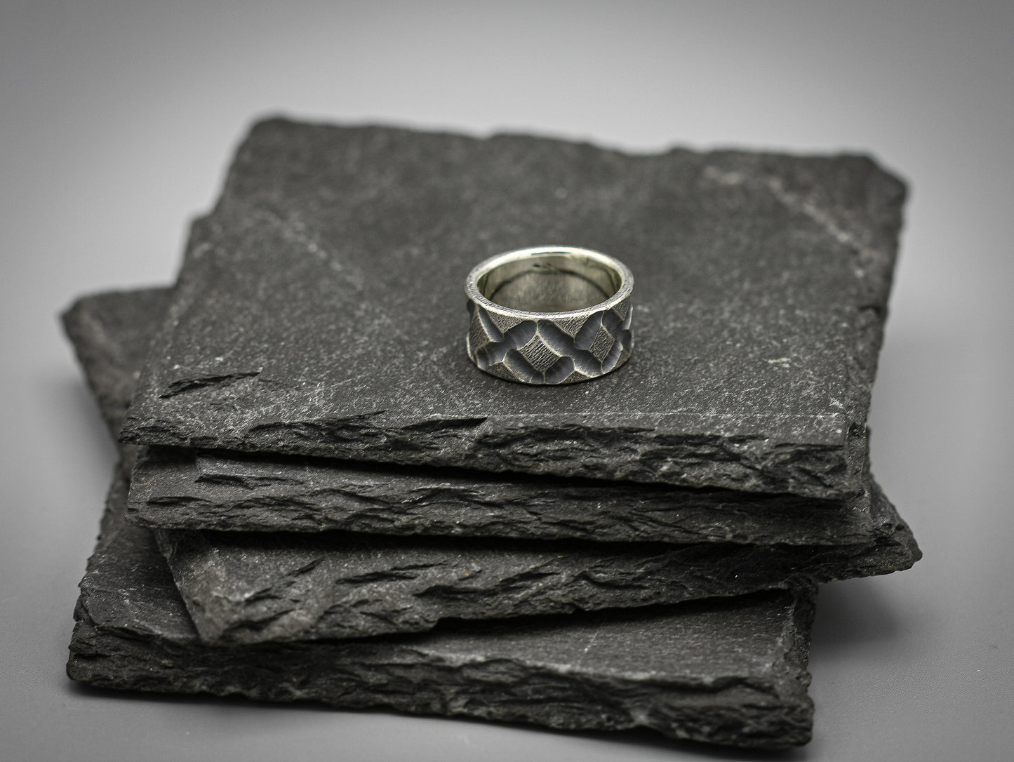 Brutalist silver ring, wide viking warrior ring, Sterling silver band,