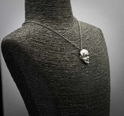 Silver Half Skull Half Face Pendant