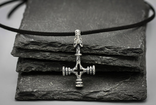 Silver Viking Wolf Cross, Mjölnir Pendant