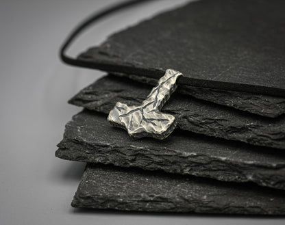 Thor hammer pendant, viking necklace, silver Mjolnir pendant