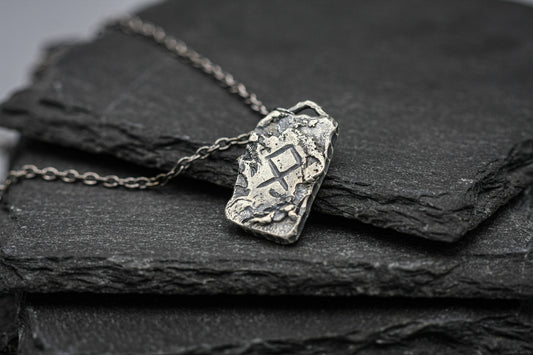 Viking rune pendant, silver personalised necklace.