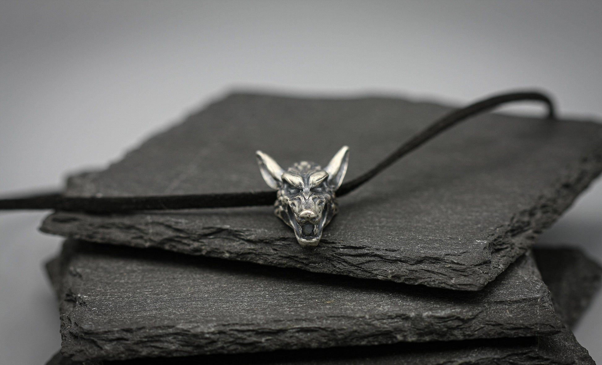 Fenrir Wolf Pendant, Silver Viking Norse Necklace.