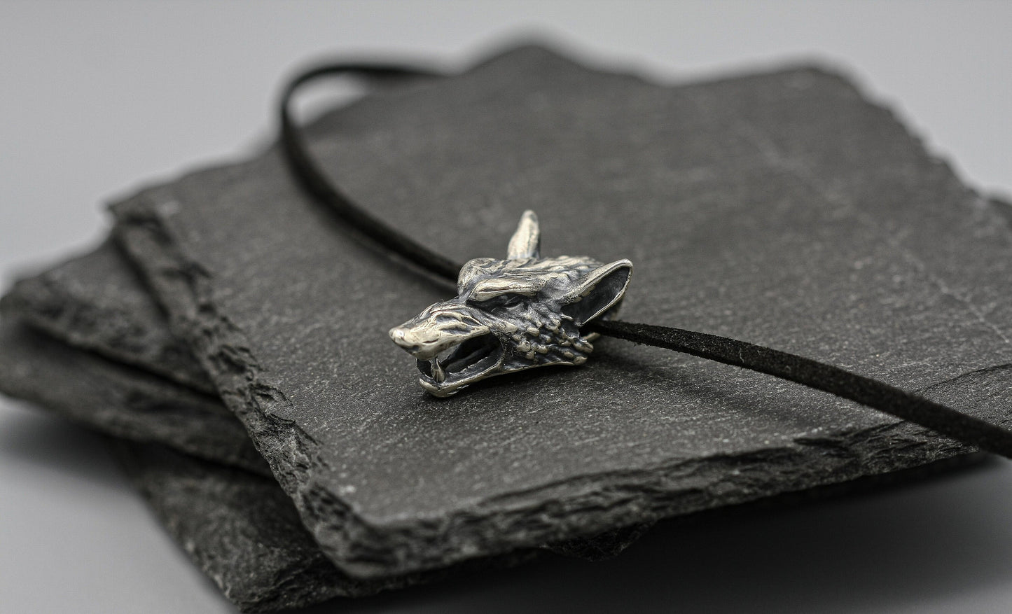 Fenrir Wolf Pendant, Silver Viking Norse Necklace.