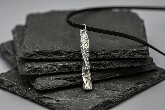 Viking rune necklace, twisted bar pendant, personalized jewellery