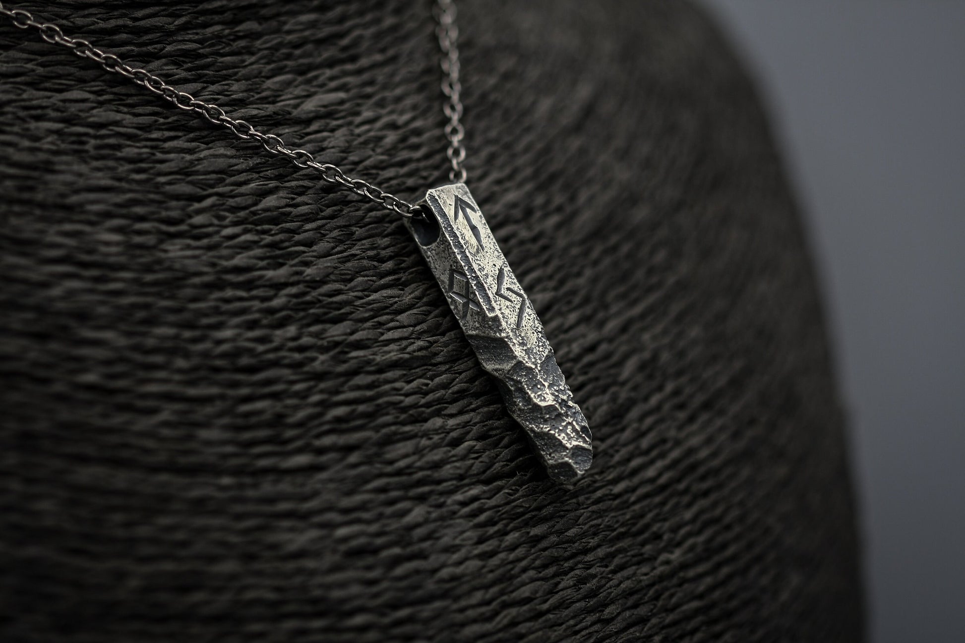 Ancient silver Viking rune necklace, personalized pendant, bar jewellery