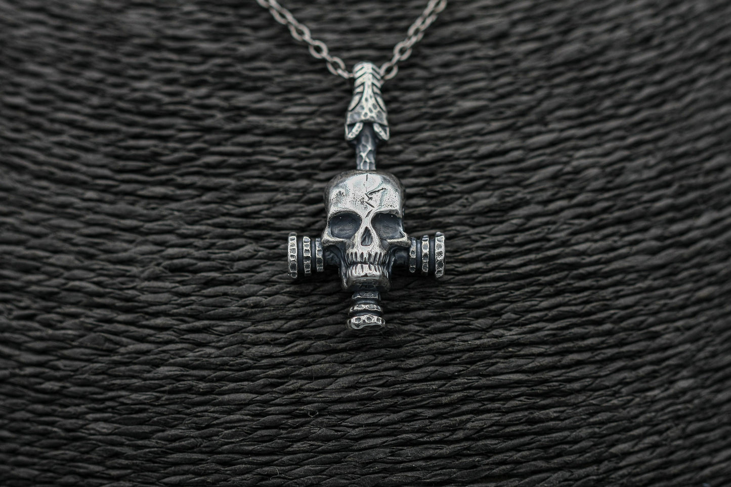 Silver Viking Wolf Cross with scull, Pendant