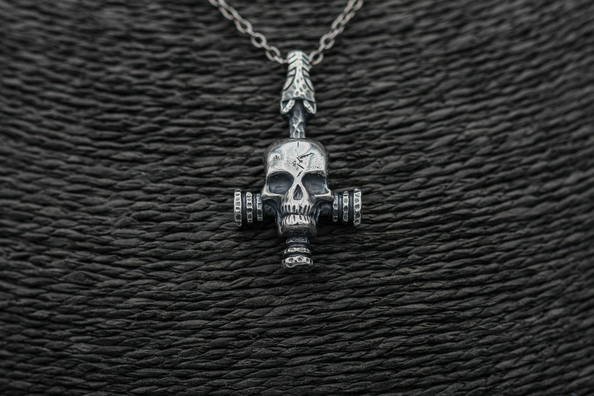 Silver Viking Wolf Cross with scull, Pendant