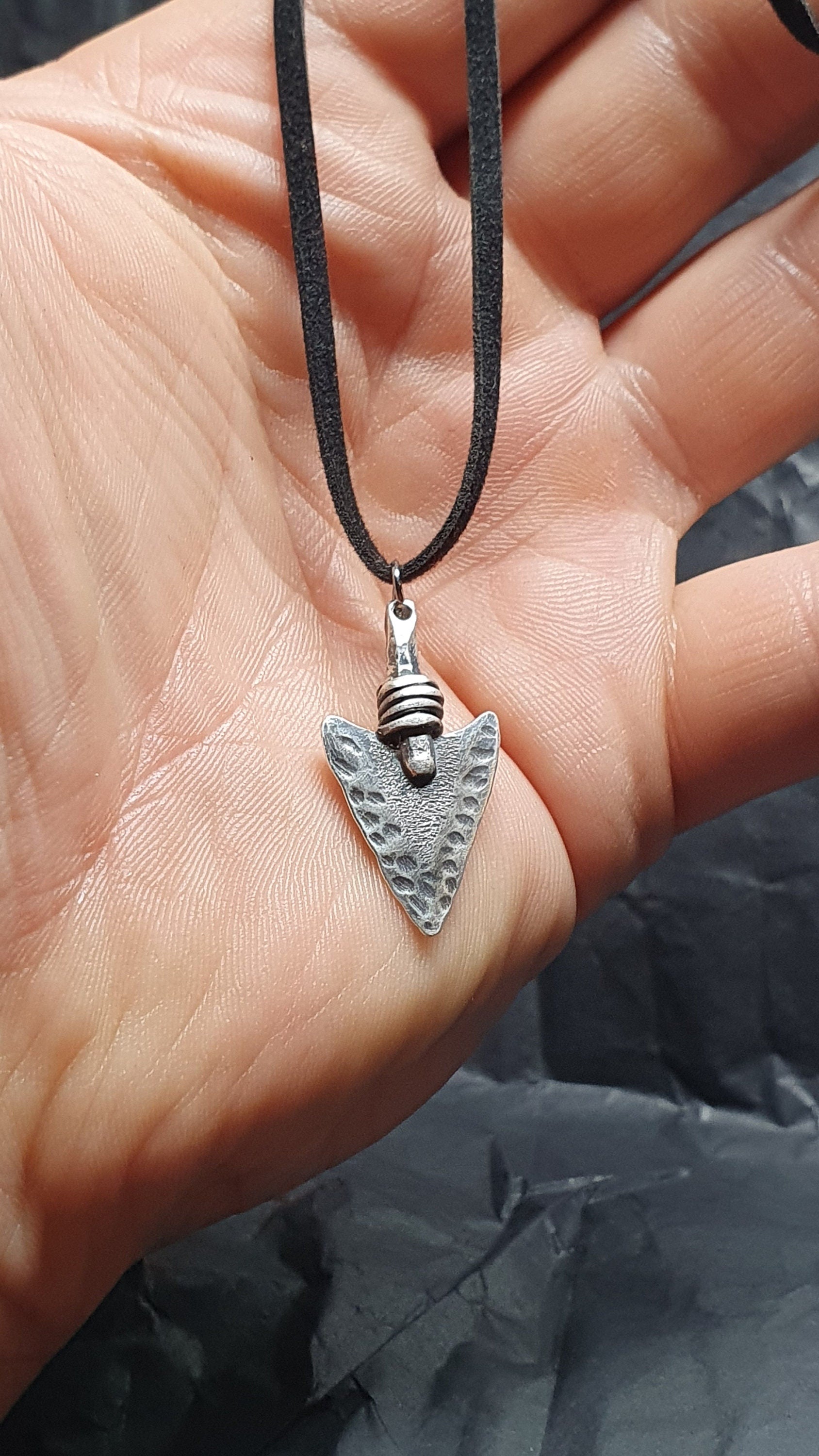 Silver arrowhead pendant, warrior necklace, viking pendant