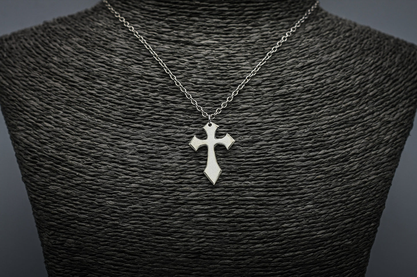 Sterling silver cross pendant, Gothic pendant, necklace