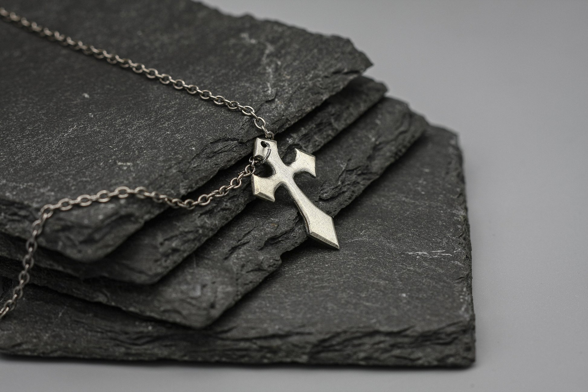 Sterling silver cross pendant, Gothic pendant, necklace