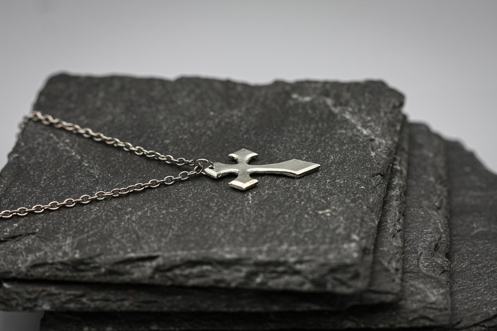 Sterling silver cross pendant, Gothic pendant, necklace