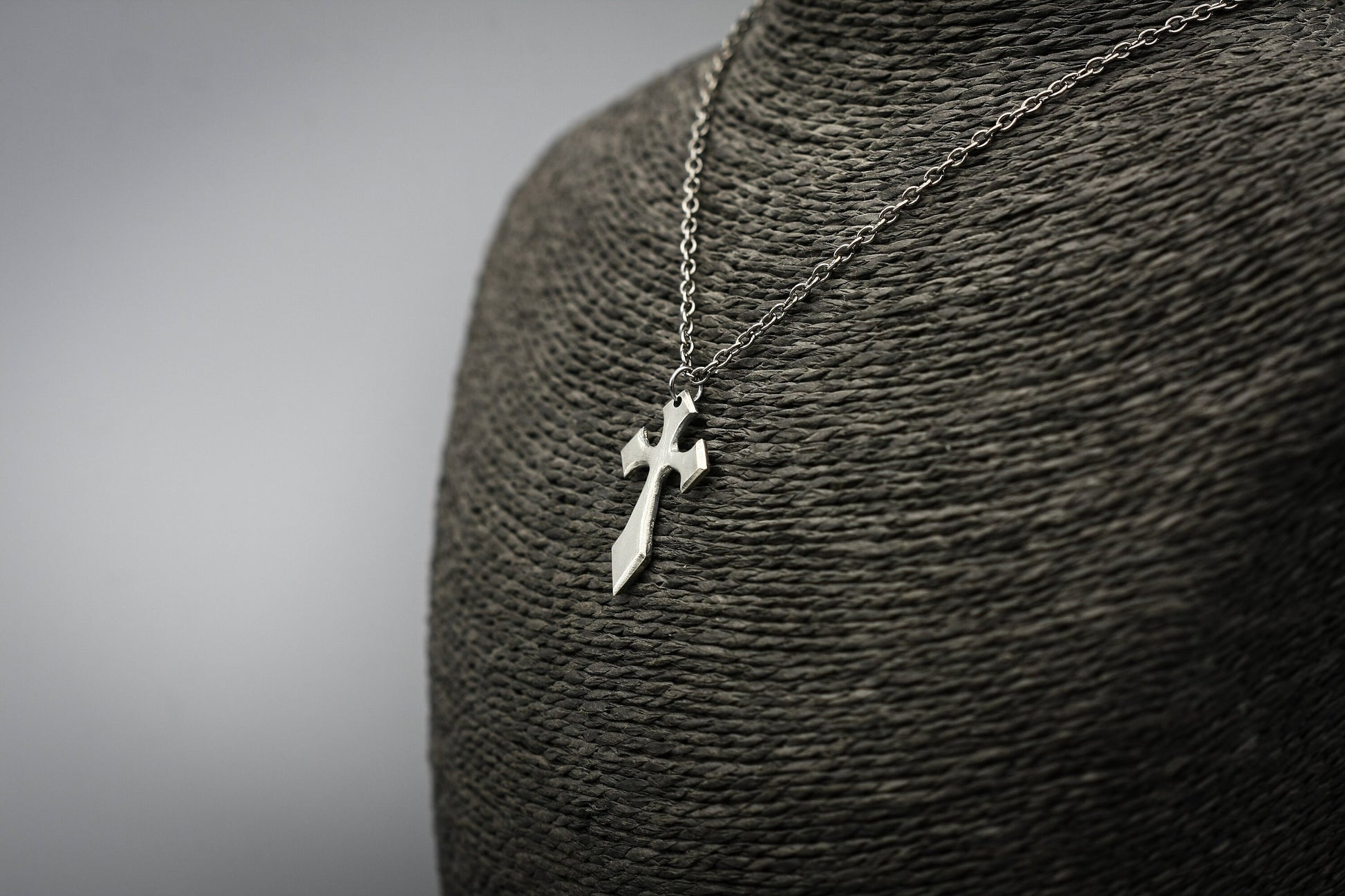 Sterling silver cross pendant, Gothic pendant, necklace