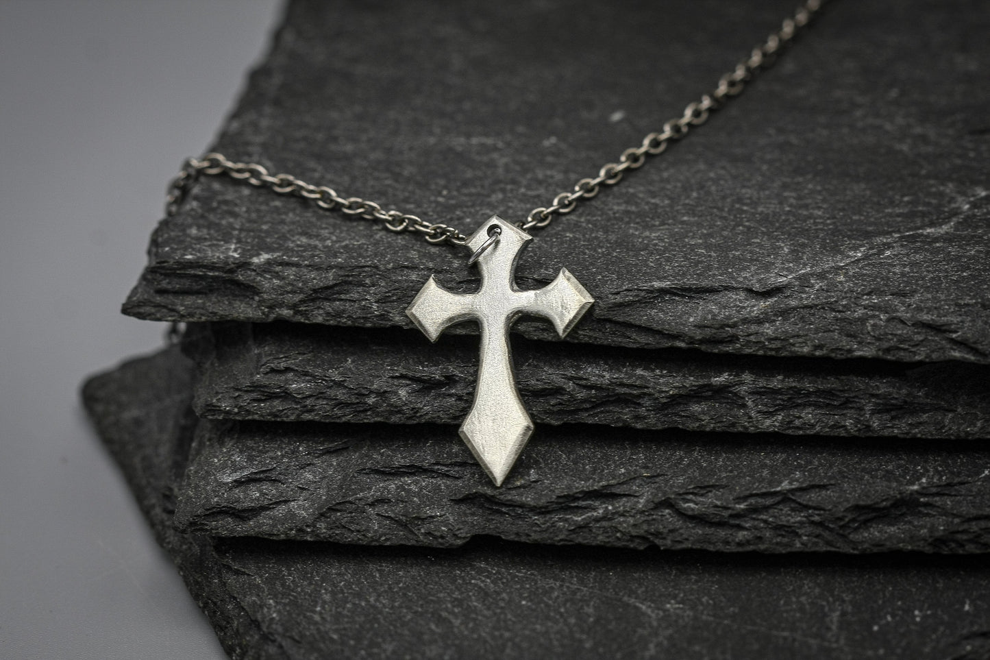 Sterling silver cross pendant, Gothic pendant, necklace