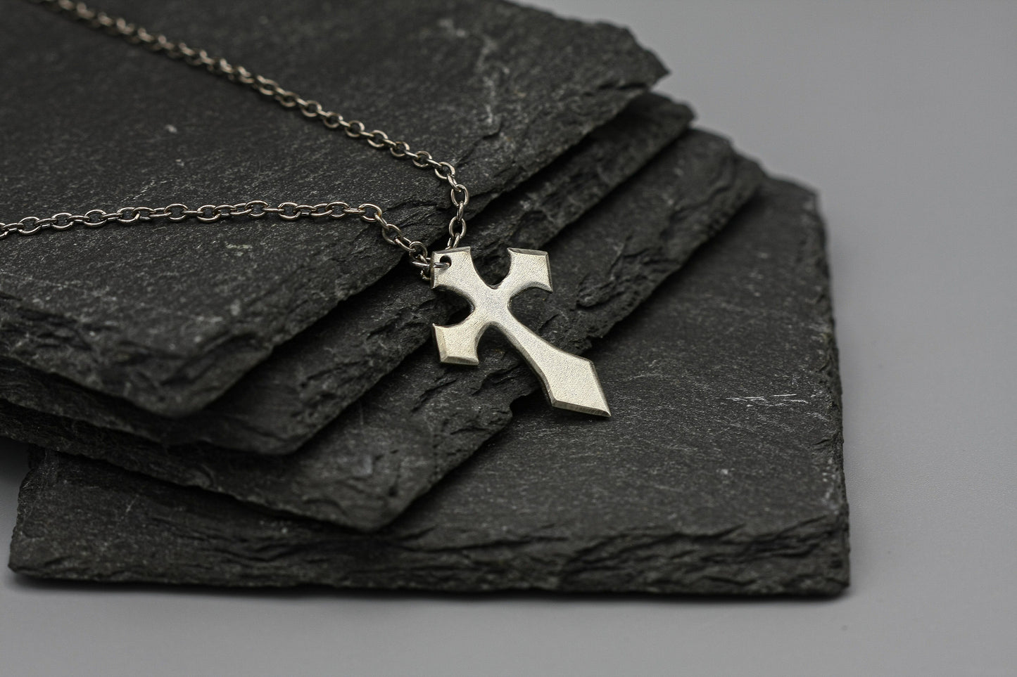 Sterling silver cross pendant, Gothic pendant, necklace