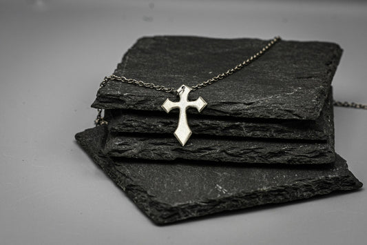 Sterling silver cross pendant, Gothic pendant, necklace