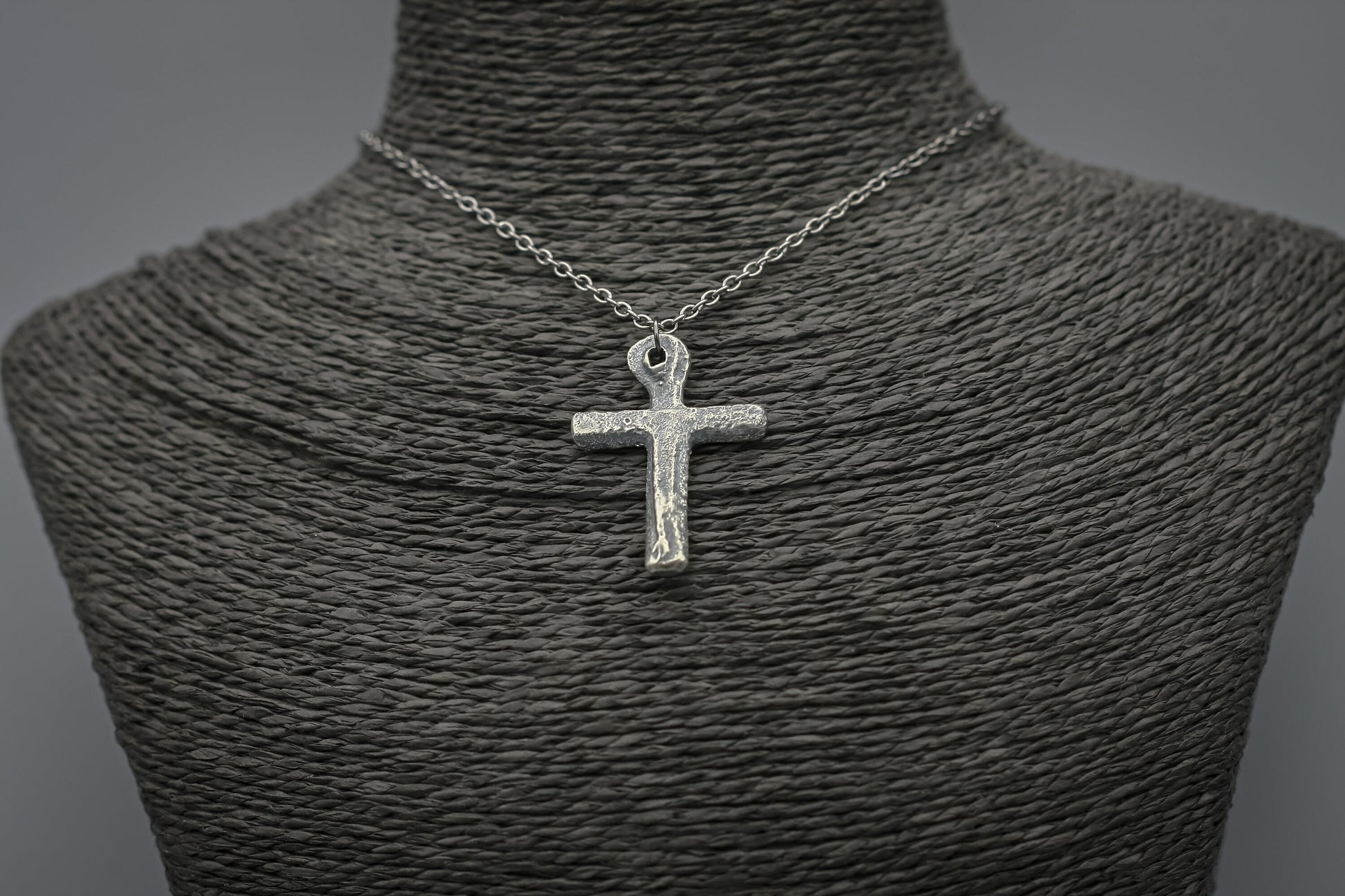 Sterling silver cross, rustic simple cross