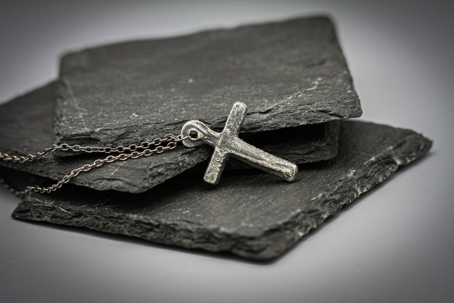 Sterling silver cross, rustic simple cross