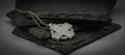 Silver Celtic cross pendant, protective talisman.