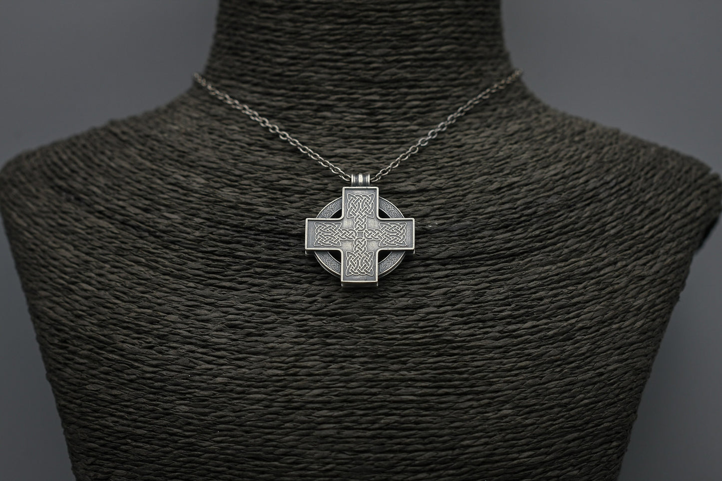 Silver Celtic cross pendant, protective talisman.