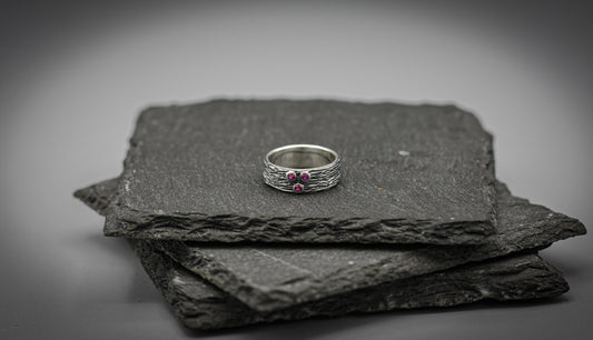 Ruby ring,unique sterling silver wedding band