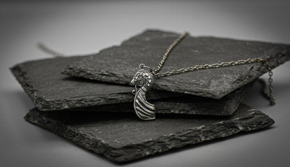 Viking necklace, Silver Drakkar pendant