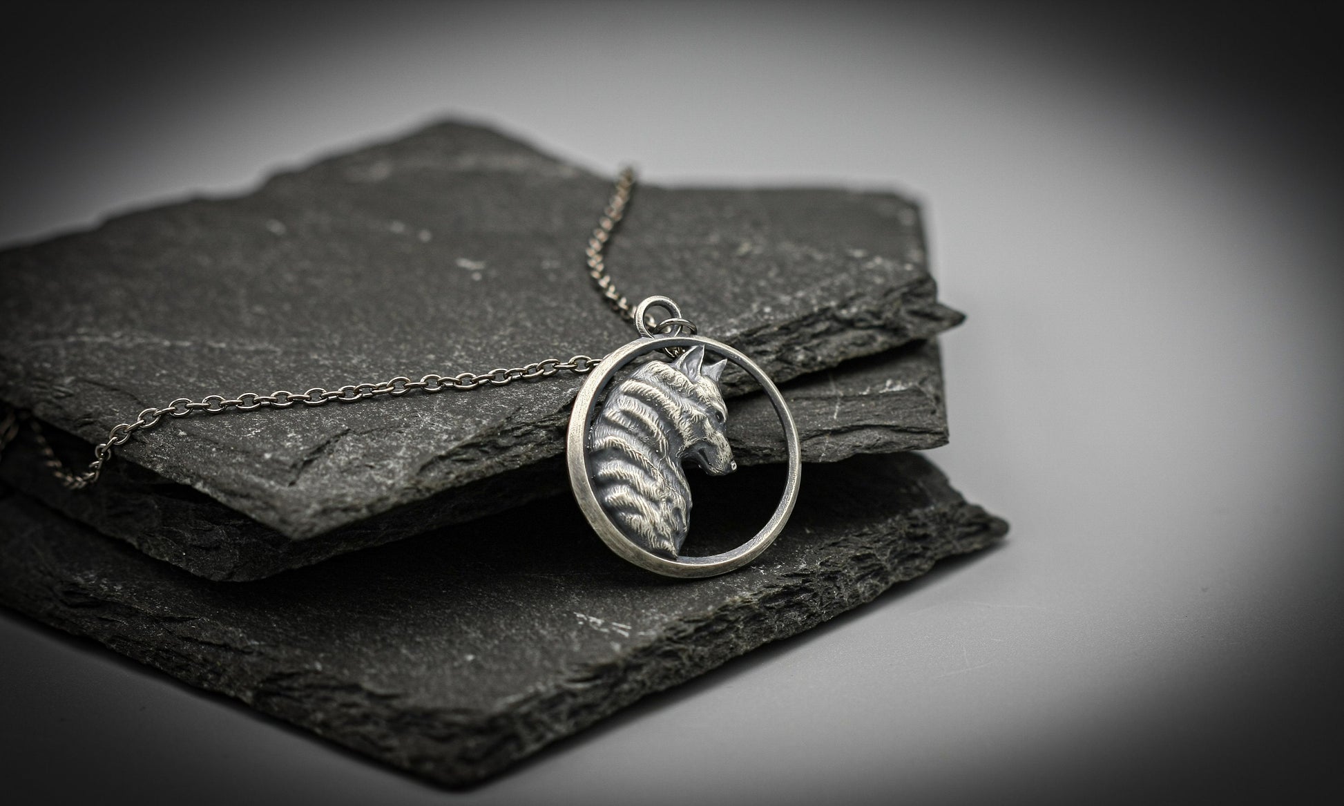 Wolf Pendant, Silver Viking Norse Necklace.