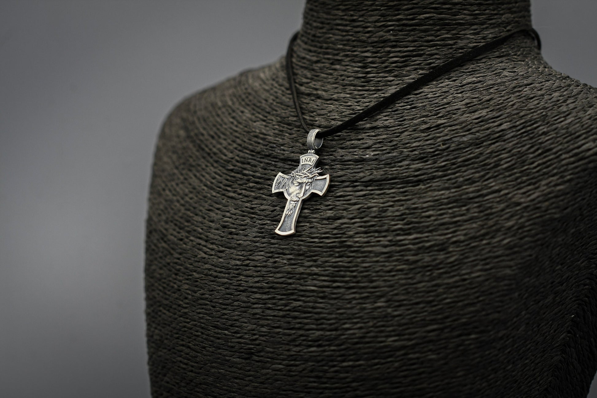 INRI Jesus Crucifix Necklace, Sterling silver cross pendant